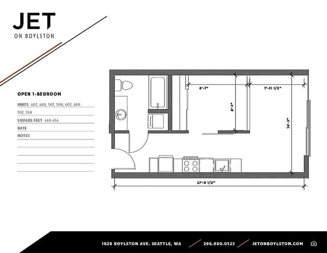 1 Bedroom 603 floor plan